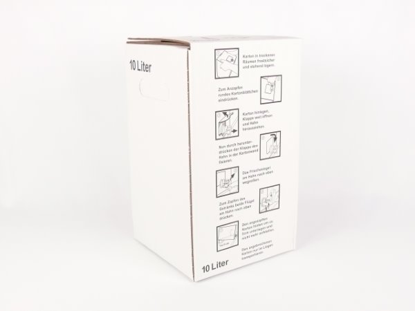 Karton Bag in Box 10 Liter weiss, Saftkarton, Faltkarton, Apfelsaft-Karton, Saftschachtel, Schachtel. - Bild 2